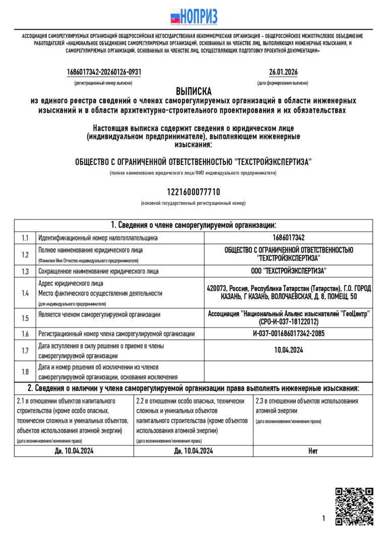 Выписка из реестра членов СРО: право выполнять инженерные изыскания